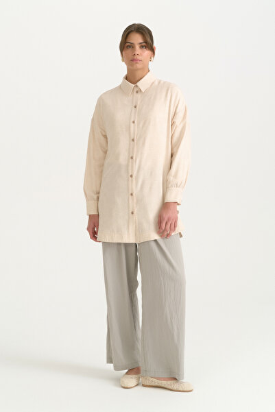 Nihan Viscose Tunic with Side Detail - Cream