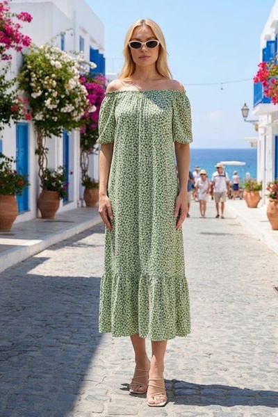 AYASOFYA OTANTIK Rochie midi lejeră cu mânecă scurtă și guler Madonna pentru ...
