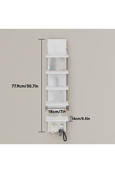 Fikpoo 5-Tier Wall Shelf – Heavy-Duty Floating Shelves,With two hooks，Space-S...