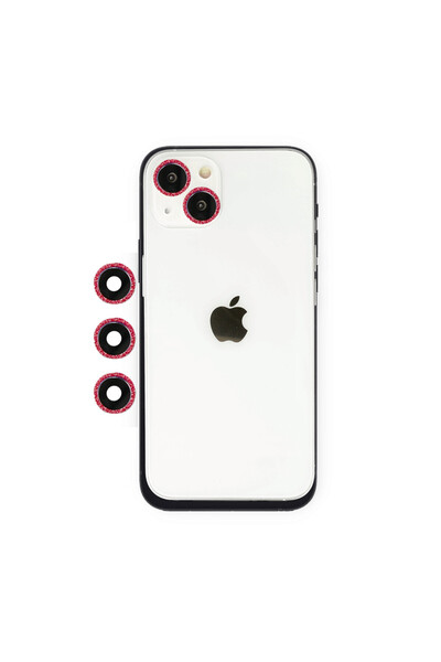 Hobibahçem Iphone 14 shine camera lens - red