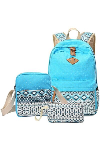 Arabest 3pcs Canvas Backpack Set,Girls School Bags,Zipped Daypack,Travel Satc...