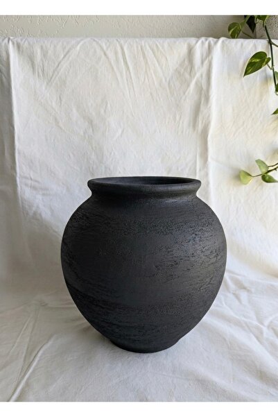 Yalda atelier Mira Kum Dokulu Yuvarlak Vazo – El Yapımı Dekoratif Stone Effec...