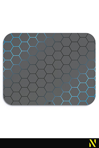 nilizma Mavi Siyah Petek Desenli Premium Mouse Pad Kaymaz Taban Ergonomik Ofi...