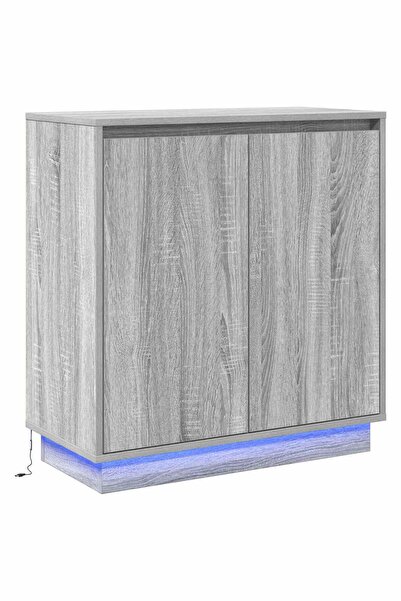 vidaxl Bufet LED cu raft Gri Sonoma 71 x 34,5 x 75 cm Lemn compozit
