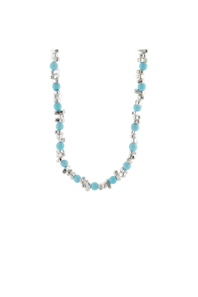 Loisir Necklace at the base of the neck stainless steel with turquoise agates...