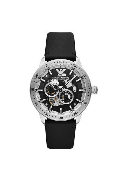 Emporio Armani Meccanico Otomatik Siyah Deri Erkek Saati