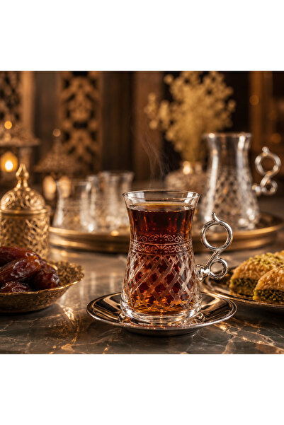 Elegant 💎   Turkish Hospitality ✨   Handmade Engraved Crystal Set-6 Teacups ...
