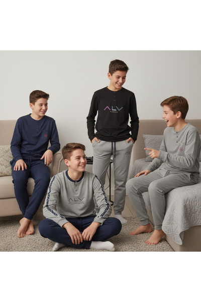 BONBON Young Men's Cotton 4-Piece Pajama Set Bb2491