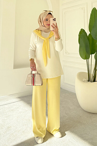 Balenbi Women's Modal Fabric Hijab Hijab Sweatshirt Set Yellow 1212