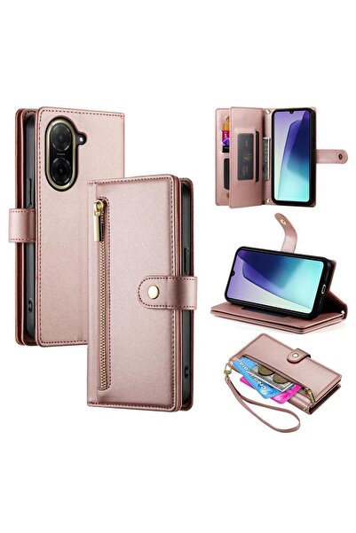 sscase Zipper Θήκη Πορτοφόλι με Λουράκι Rose Gold (Xiaomi Redmi A5 4G/Poco C7...