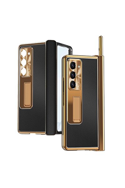 sscase Litchi Pattern Σκληρή Θήκη με Βάση Στήριξης και Πενάκι Black/Gold (Sam...