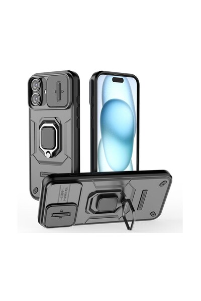 sscase Sliding Camshield Σκληρή Θήκη με Δαχτυλίδι Black (Apple iPhone 16 Plus)