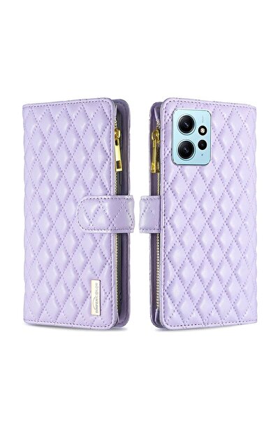 sscase Puff Rhombus Zipper Θήκη Πορτοφόλι Purple (Xiaomi Redmi Note 12 4G)