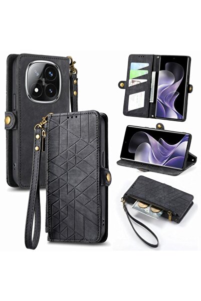 sscase Geometry Zipper Θήκη Πορτοφόλι Black (Xiaomi Redmi Note 14 Pro 5G/Poco...