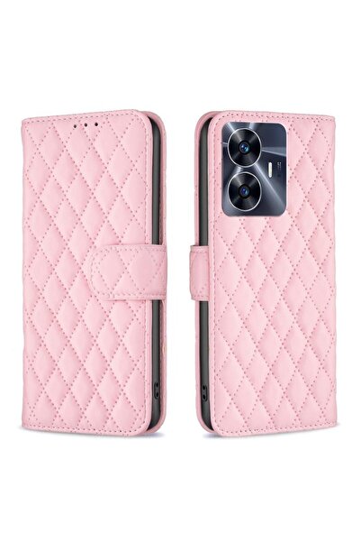 sscase Puff Rhombus Θήκη Πορτοφόλι Pink (Realme C55)