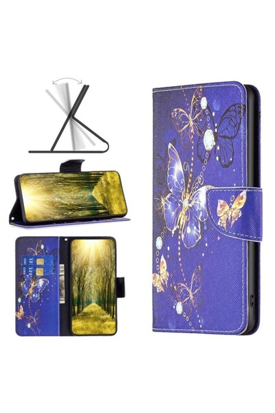 sscase Colored Drawing Θήκη Πορτοφόλι Purple Butterfly (Xiaomi Redmi 12 4G)