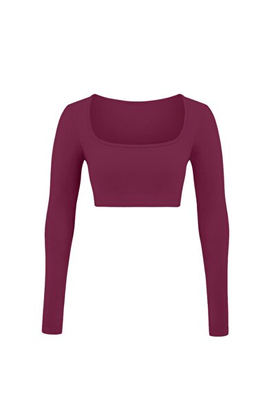REAL DREAM Women's Long Sleeve U-Neck Seamless Gathering Sports Bustier