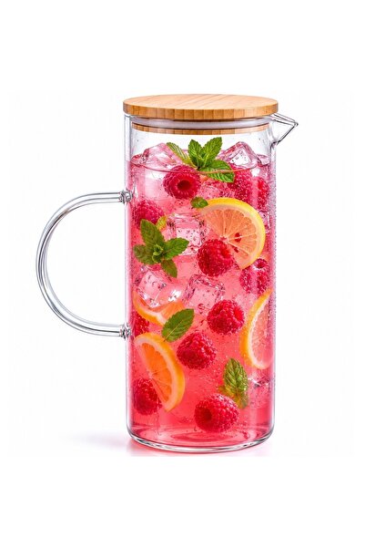 PUFO Elegant Simple carafe made of borosilicate glass for water, lemonade, ju...