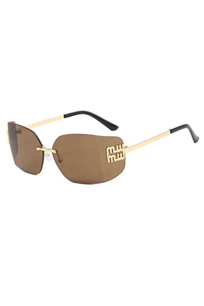 Tessero Ochelari de soare dama eleganti rimless, lentila dreptunghiulara decu...