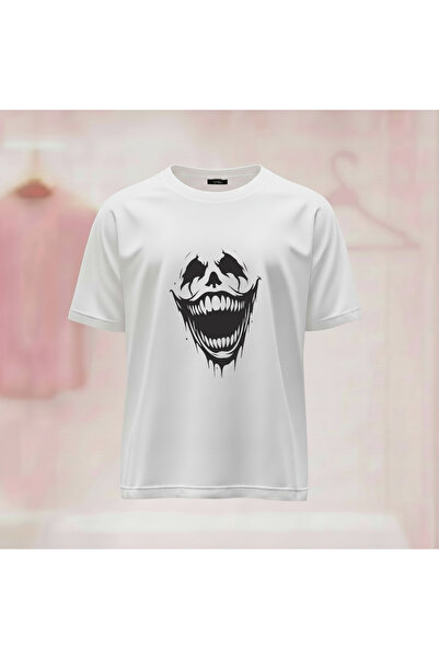 Vordevia Tricou unisex cu imprimeu, cu gât rotund și croială largă