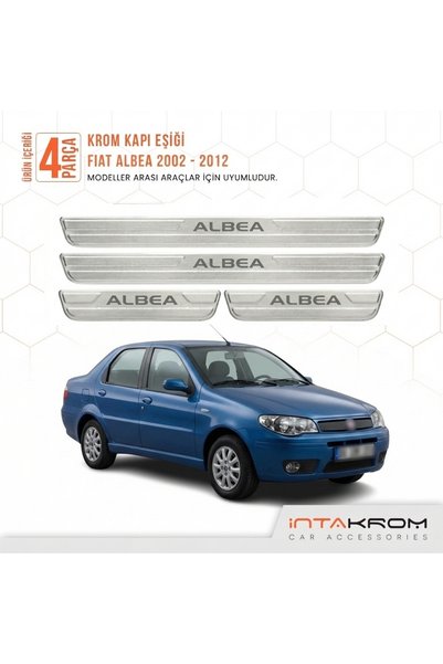 intakrom Fiat Albea 2002-2012 uyumlu Satine Krom Kapı Koruma Eşiği 4 Prç (178)