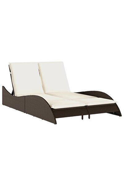 vidaxl Șezlong cu perne, maro, 114x205x73 cm, poliratan