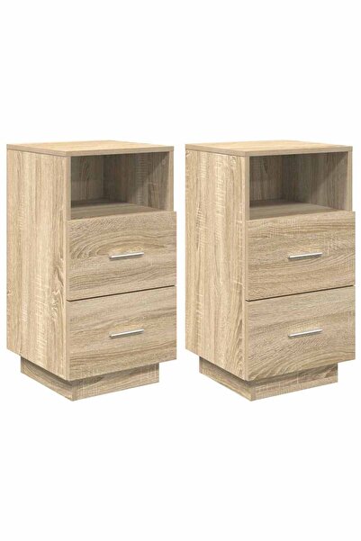 vidaxl Noptiere 2 buc cu 2 sertare Stejar Sonoma 36x36x68 cm