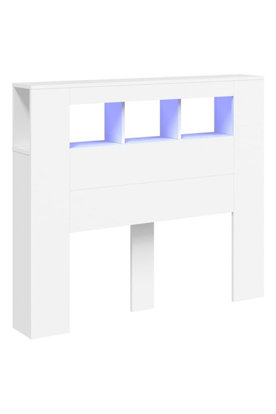 vidaxl Tăblie de pat cu LED, alb, 120x18,5x103,5 cm, lemn