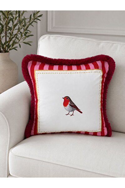 adenkahome Bird Series, Suede Fringed Throw Pillow Cover (Double-Sided Printed)