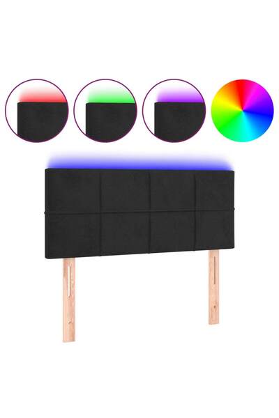 vidaxl Tăblie de pat cu LED, negru, 90x5x78/88 cm, catifea