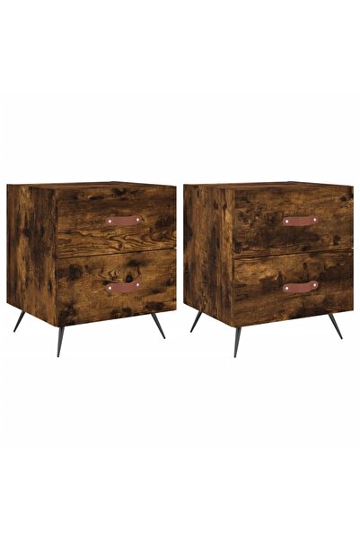 vidaxl Noptiere, 2 buc., stejar fumuriu, 40x35x47,5 cm, lemn compozit