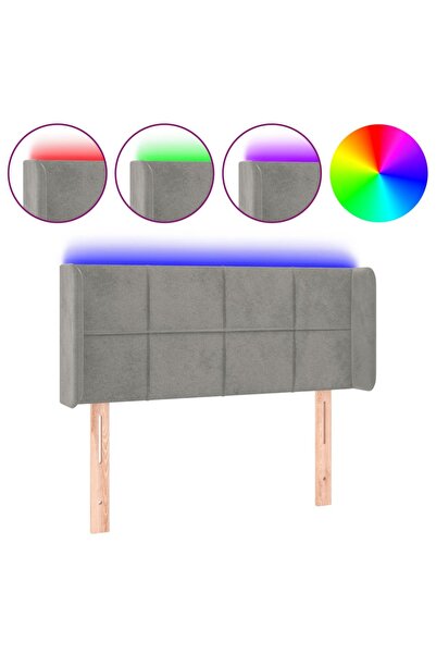 vidaxl Tăblie de pat cu LED, gri deschis, 93x16x78/88 cm, catifea