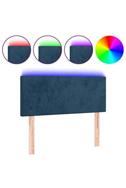 vidaxl Tăblie de pat cu LED, albastru închis, 80x5x78/88 cm, catifea