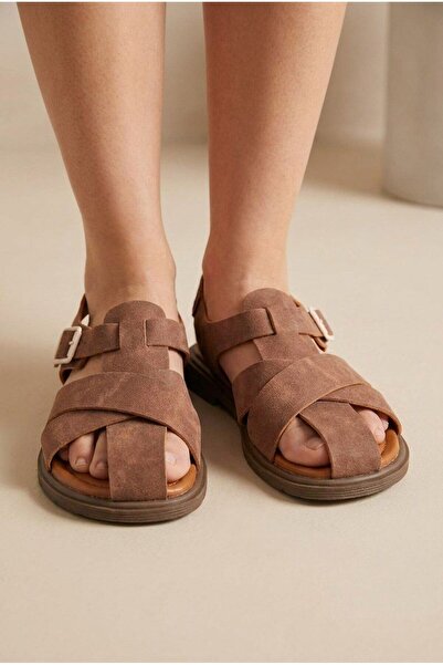 I Love Shoes Evyra Bitter Brown Suede Women's Sandals