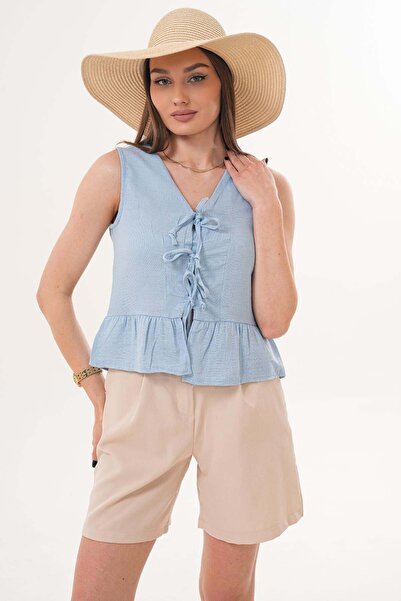 soi fashion Muslin Blouse with Lace Detail on the Front