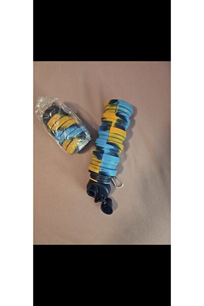 NO BRAND Foldable, Collapsible, Yellow and Navy Blue Water Bottle with a Bell...