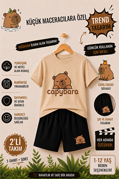 OVERMAX Set pentru copii cu imprimeu CapyBara Mini Adventurer – Combinație di...