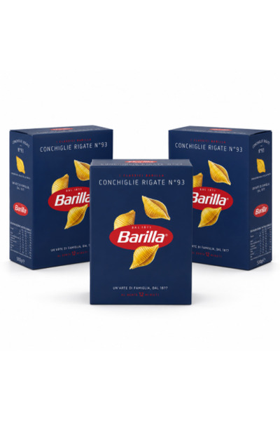 Barilla Set 3 x Conchiglie Rigate Nr. 93 paste, 500 g/bucată, paste din grâu ...