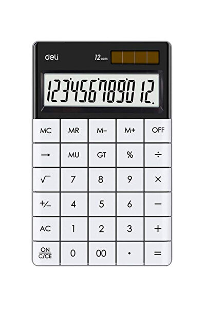Deli Calculator de birou 12 cifre modern alb