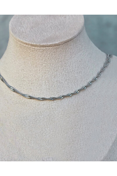 Golden Thread Grace Twisted Chain Choker – Silver