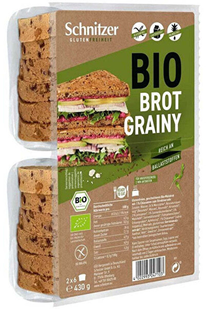 Schnitzer Organic gluten-free toast bread, with chia seeds, 430g Gluten Free