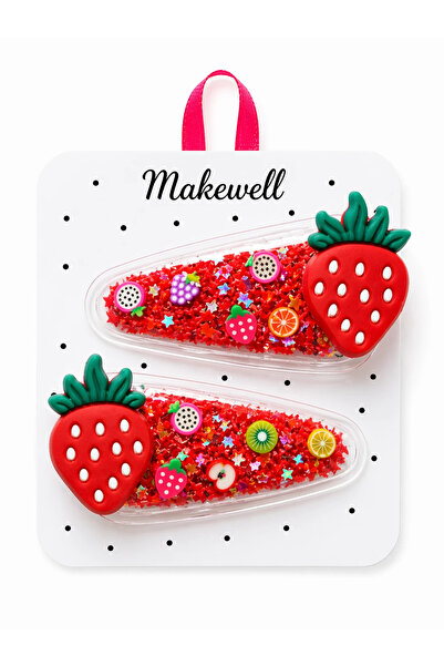 MakeWell مشبك شعر على شكل فراولة للفتيات - مشبك شعر ملون بالفواكه (مجموعة من ...