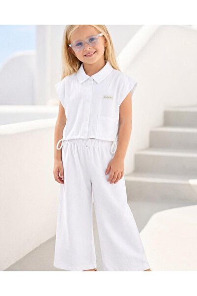 aykidsclup Girl's Ecru Shirt and Pants Two-Piece Set 8400-E