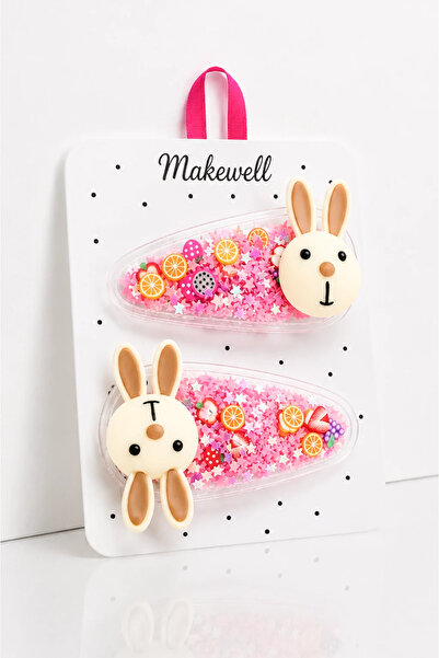 MakeWell 2-Piece Children's Snap Clips with Rabbit Figures – Purple Glittery ...