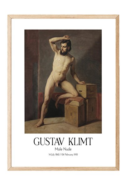 Postifull Gustav Klimt - Male Nude, Wooden Framed Painting, Art Series No:111978