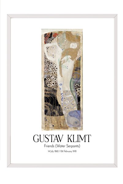 Postifull Gustav Klimt - Prijatelji (Vodene zmije), slika u belom okviru, ser...