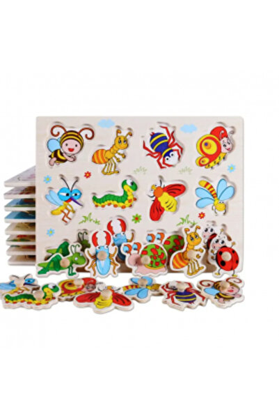 PlayFun Puzzle din Lemn cu Butoni pentru Copii mix model