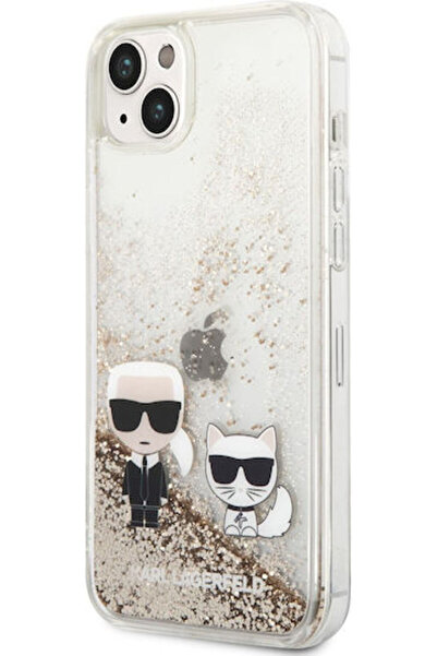 Karl Lagerfeld Υγρό Γκλίτερ Karl & Choupette Πίσω Θήκη Σιλικόνης Χρυσό (iPhon...