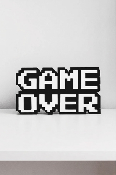 craftopya Game Over - 8-Bit - Gamer Odası Dekoru- 3 Boyutlu Tabela - 15cm x 8...