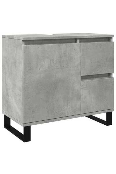 vidaxl Dulap de chiuvetă baie, gri beton, 65x33x60 cm, lemn prelucrat